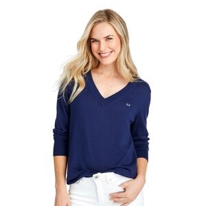 Vineyard Vines Women's Deep Blue V-Neck Sweater